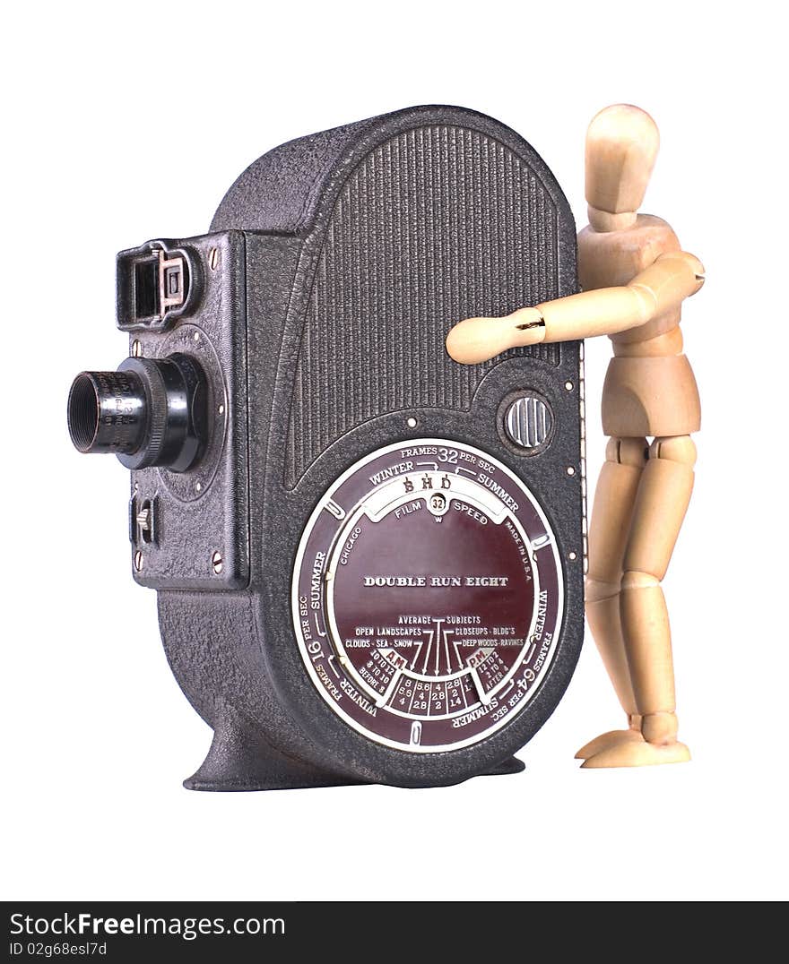 A vintage roll film movie camera