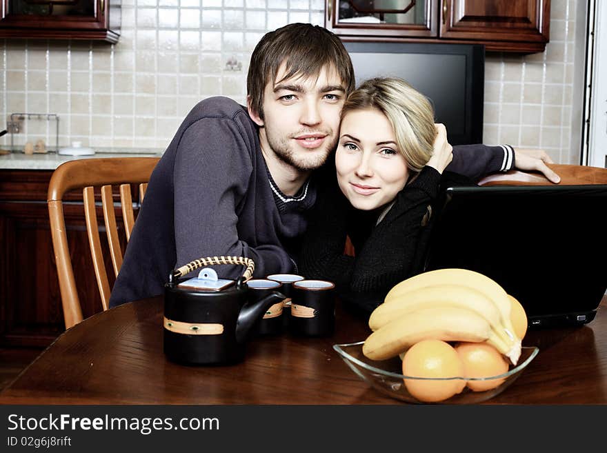 Happy young couple having a rest at home. Happy young couple having a rest at home.