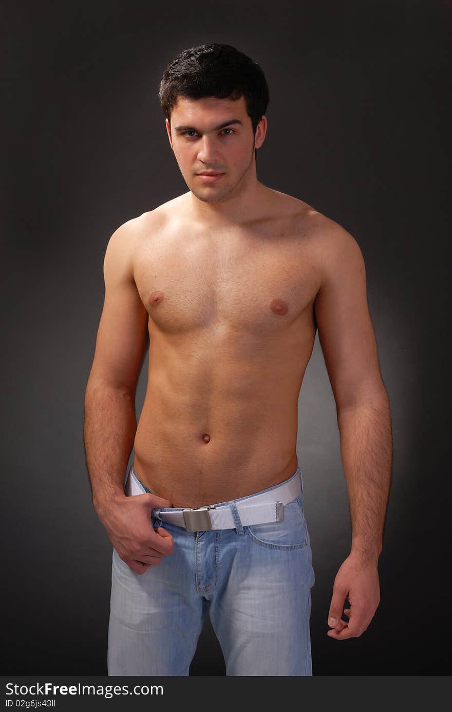 Handsome man posing in studio