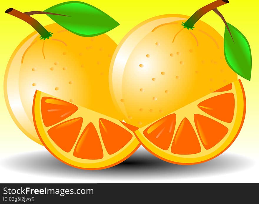 Vector Illustration Background Of Orange And Slice