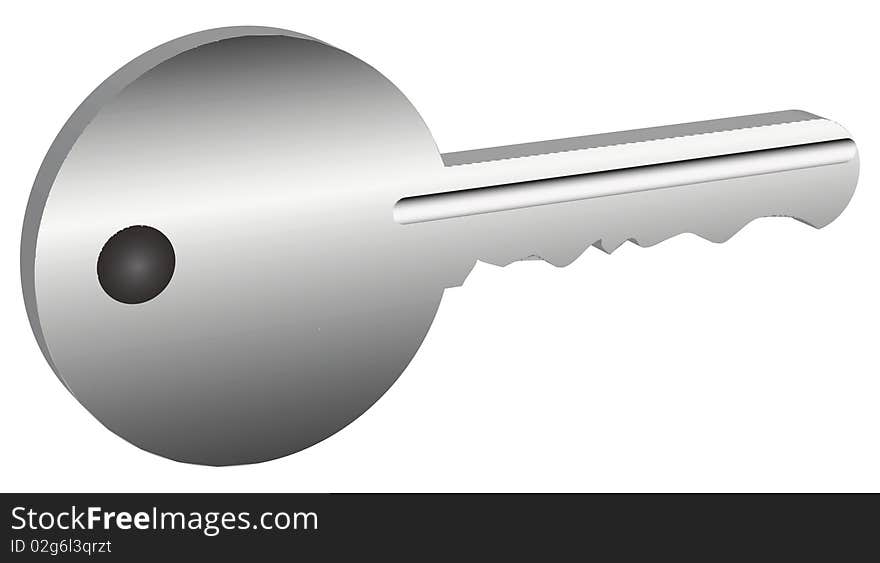 Silver key on white background. Silver key on white background