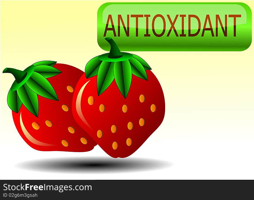 Vector illustration of strawberry and antioxidant glassy icon. Vector illustration of strawberry and antioxidant glassy icon