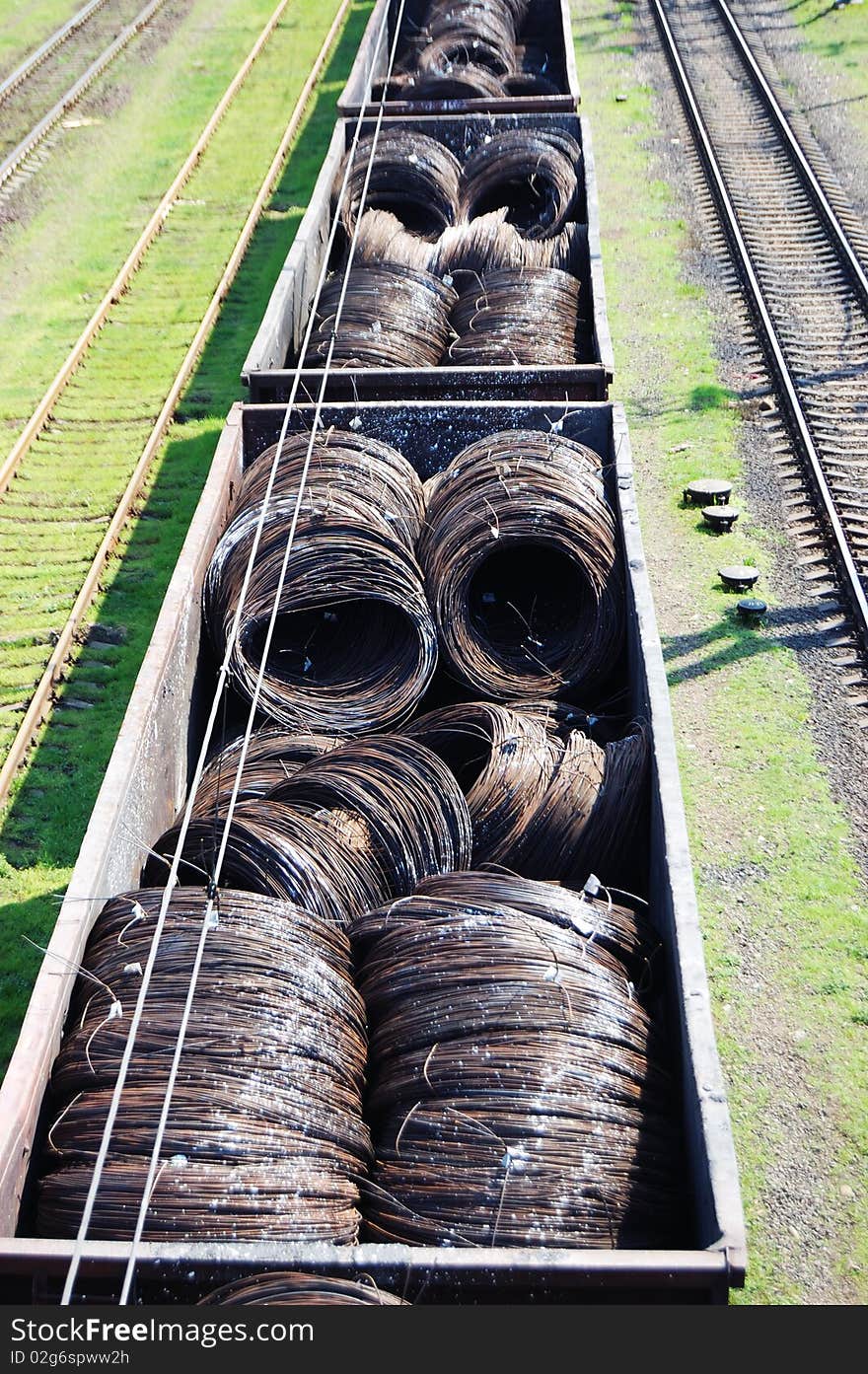 Railway Cars Loaded With Wire