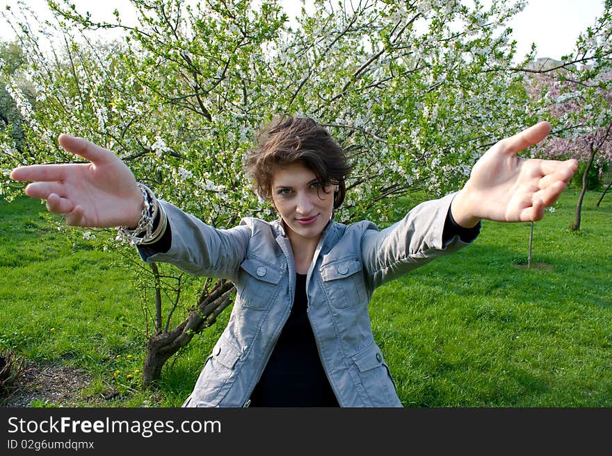 Girl getting ready to hug the camera