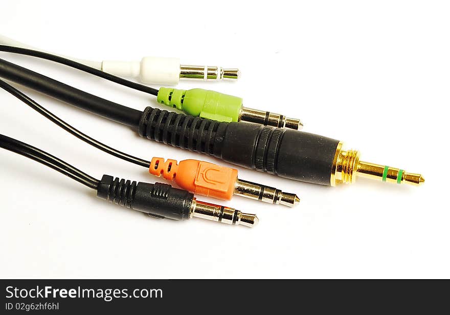 Assorted cables on the white background