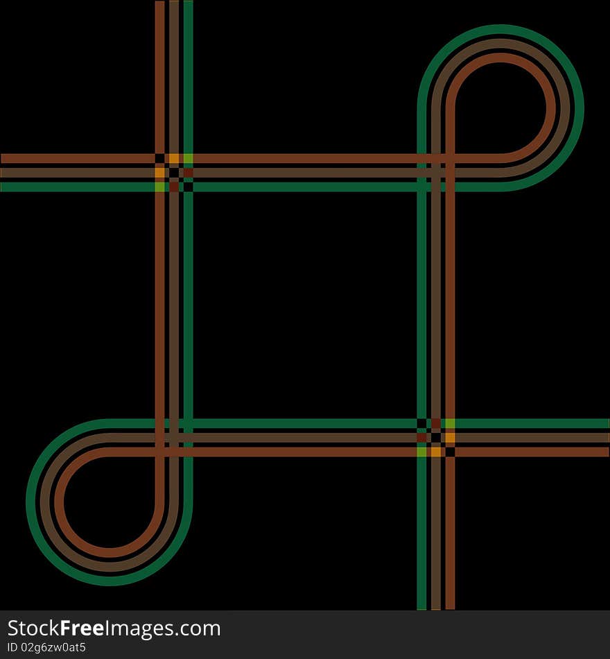 A seamless square pattern of green and brown lines that make squares. A seamless square pattern of green and brown lines that make squares