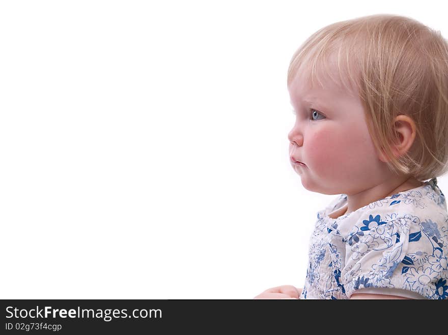 Blond girl on white background. Blond girl on white background