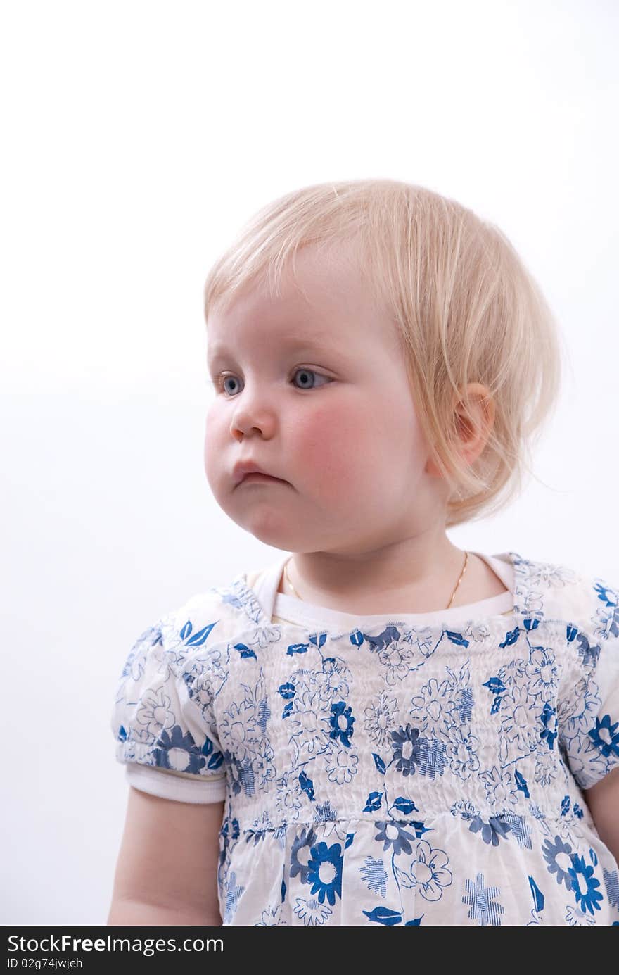 Blond girl on white background. Blond girl on white background