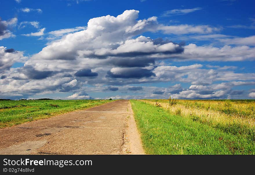 Road and Sky with clouds