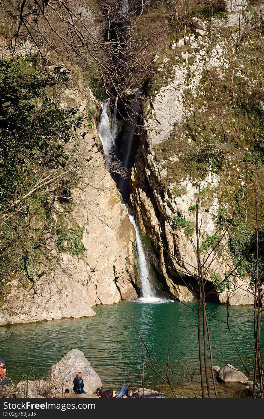 Waterfall on the river Agur Caucasian Reserve, Russia. Waterfall on the river Agur Caucasian Reserve, Russia