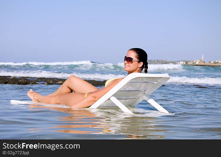 Beautiful woman in the water