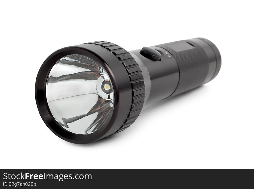 Black metallic flashlight