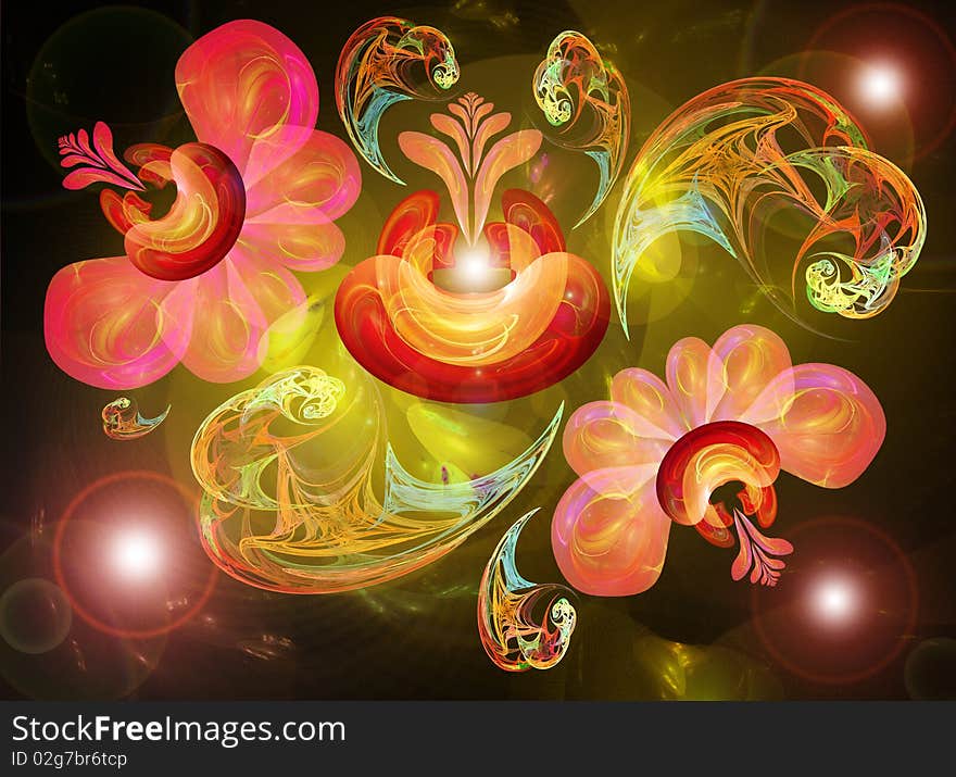 Fairy-tale, luminous flower background