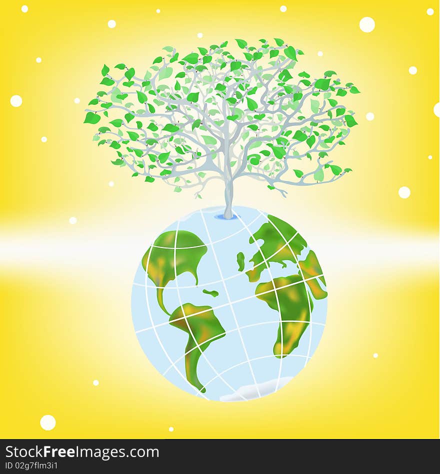 Tree on the earth.Vector illustration.