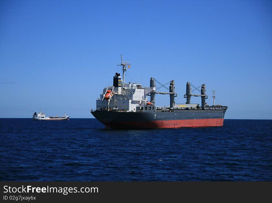 Bullcarrier merchant anchored in Alicante Bay