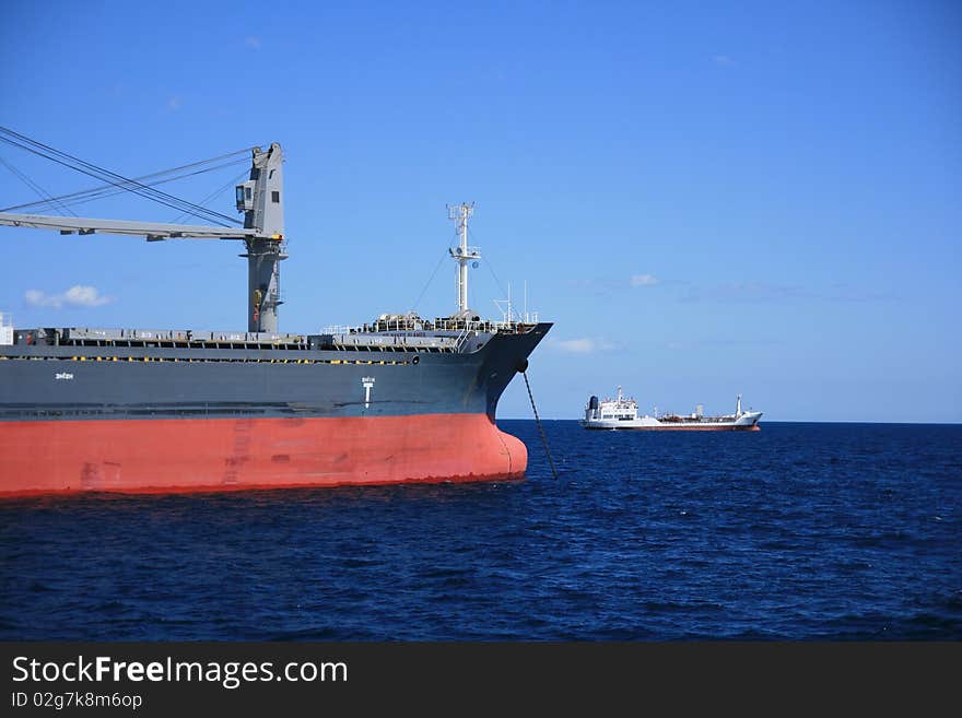 Bullcarrier merchant anchored in Alicante Bay