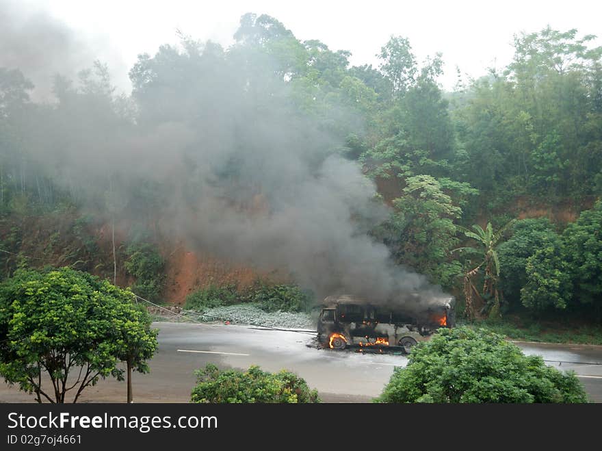 Spontaneous combustion of the bus