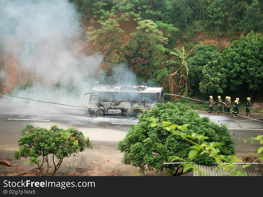 Spontaneous combustion of the bus