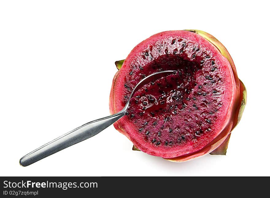 Red Dragon Fruit with spoon