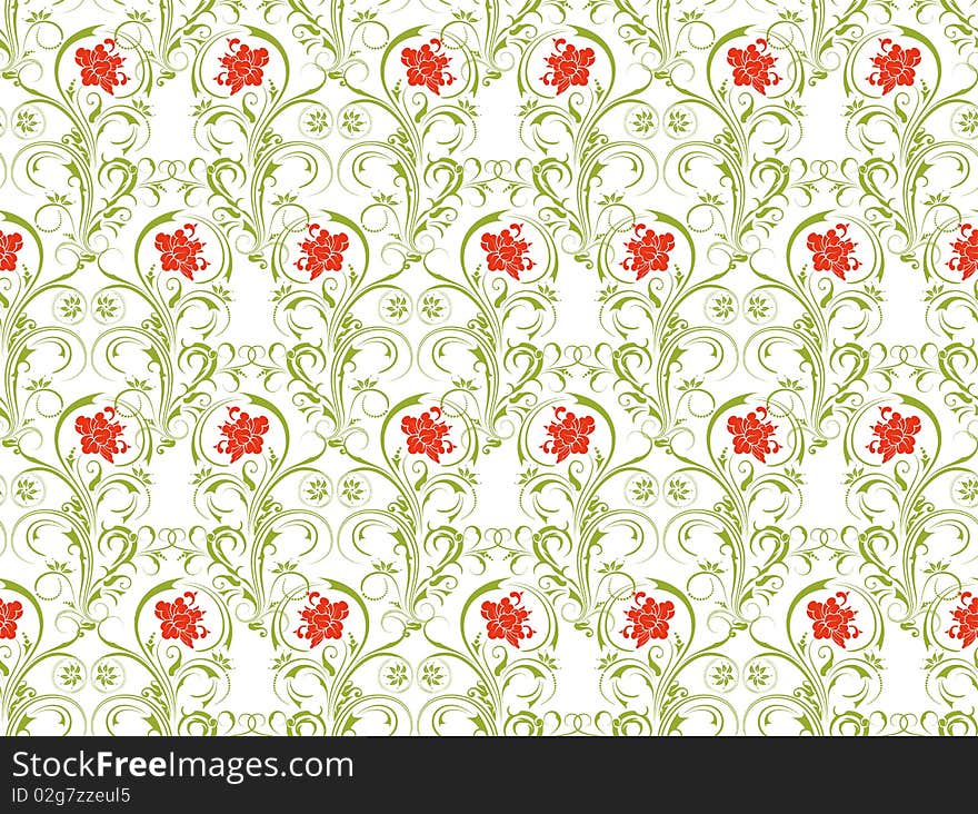 Illustration drawing of beautiful flower seamless background