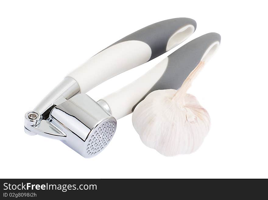 Series. Garlic press isolated on white