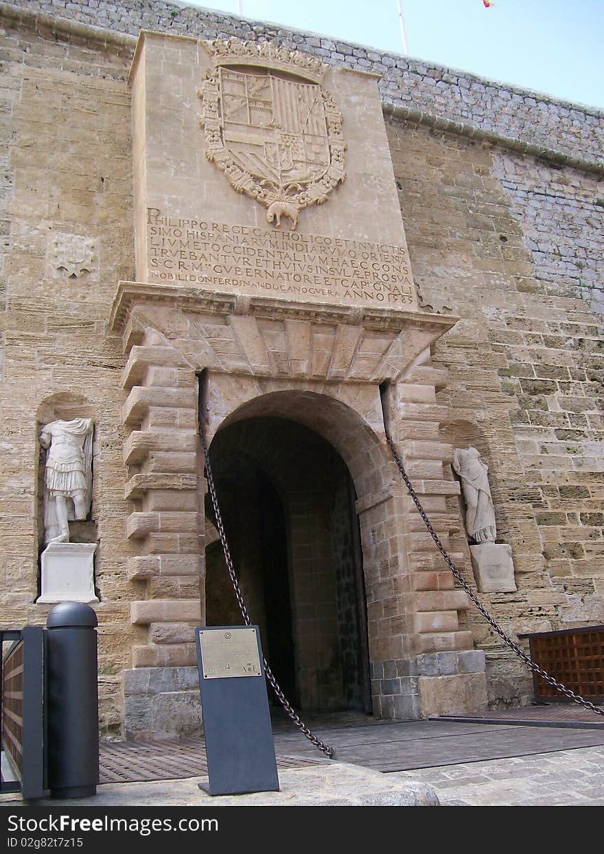 Entrance of the castle at ibiza island of spain. Entrance of the castle at ibiza island of spain