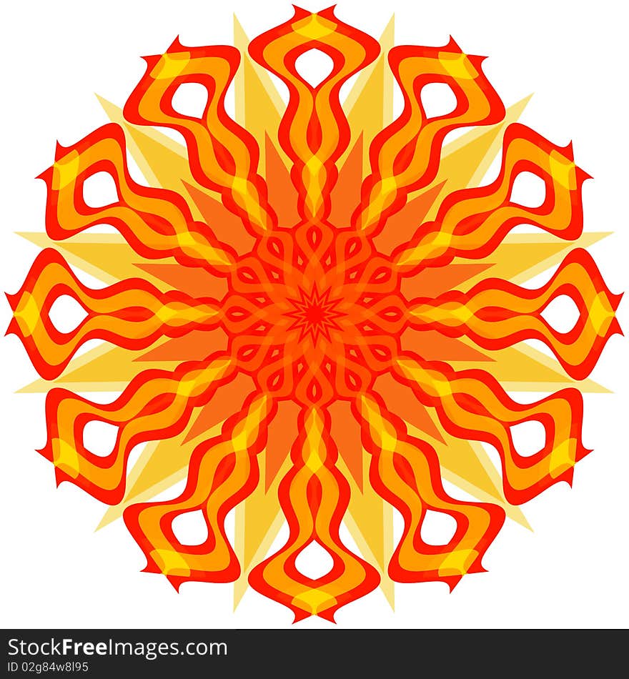 Abstract decorative sun on a white background