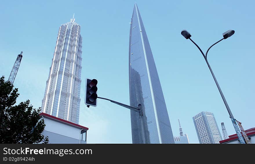 The two highest skyscrapers in Shanghai, Shanghai JIN MAO Tower and World Financial Center. The two highest skyscrapers in Shanghai, Shanghai JIN MAO Tower and World Financial Center