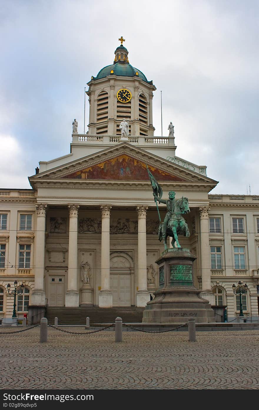 Brussels Church in city centre in winter