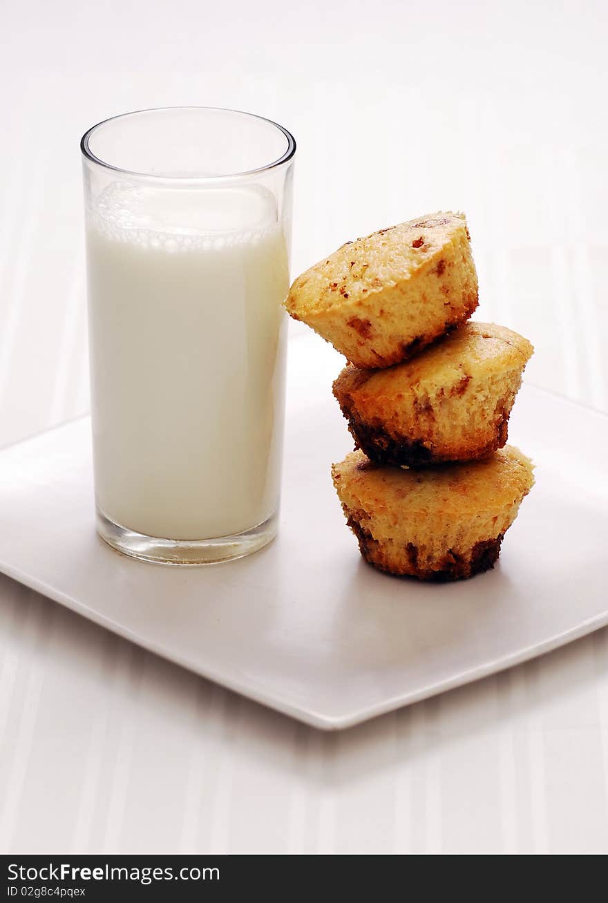 Fresh muffins with milk