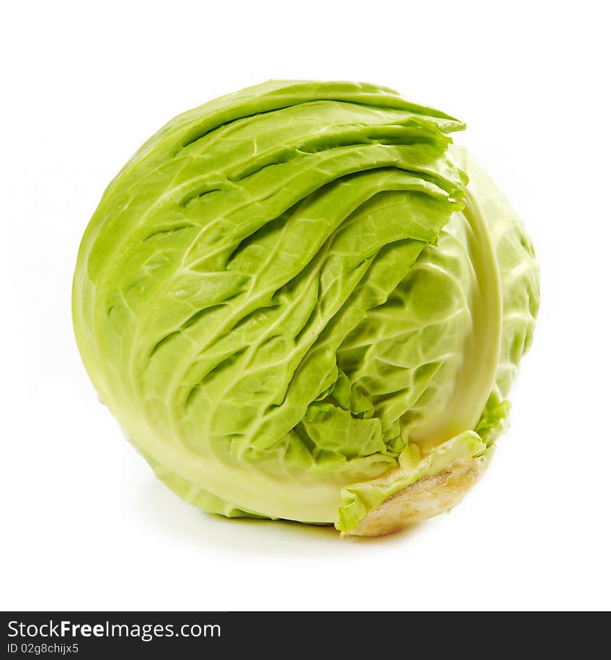 Head of cabbage on white background