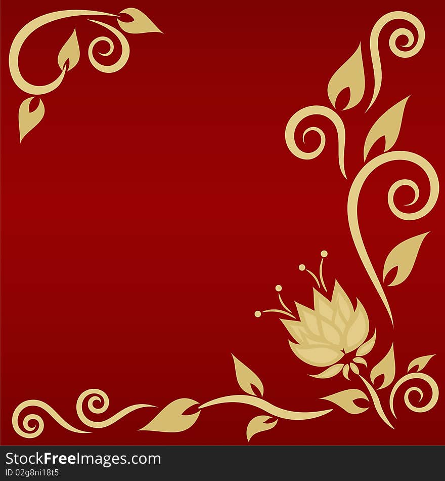 Festive card with golden floral element. Background with free space for Your text