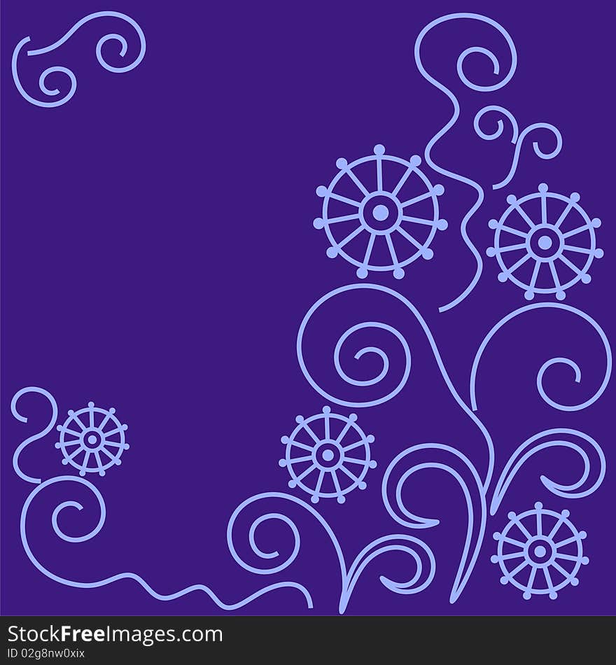 Greeting card with flowers, plants in purple color and free space for Your text. Greeting card with flowers, plants in purple color and free space for Your text