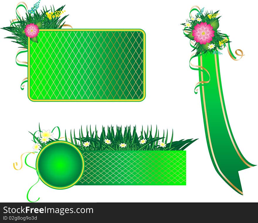 Summer  green banners with flowers. Summer  green banners with flowers