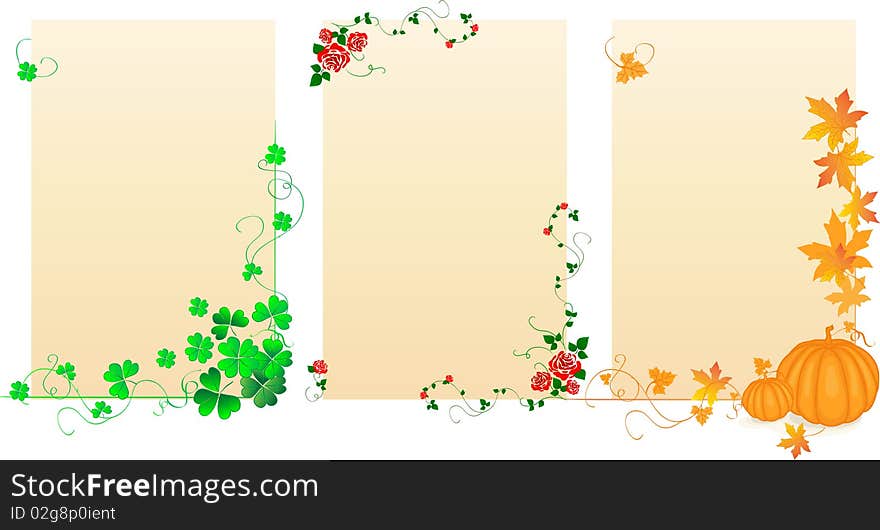 Vertical seasonal natural colour banners. Vertical seasonal natural colour banners