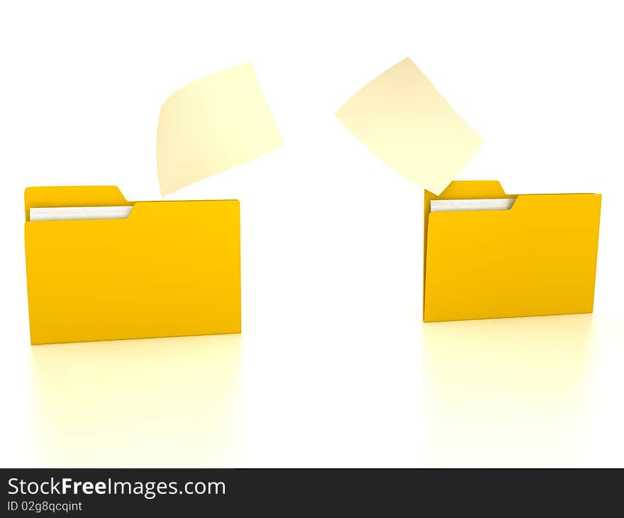 Folder over white background. 3d render