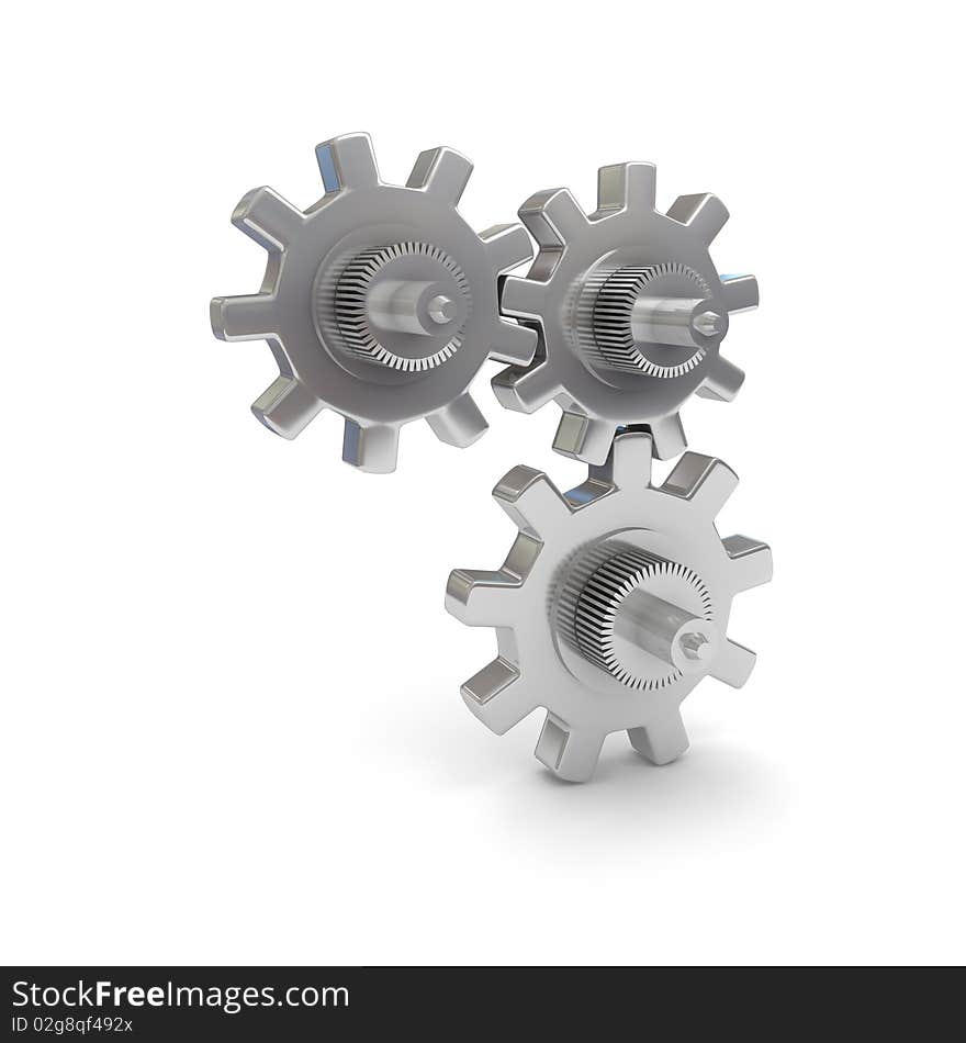 Gears over white background