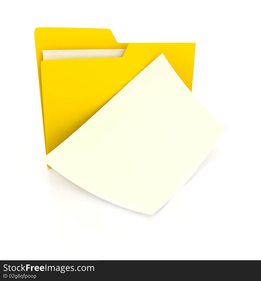 Folder over white background. 3d render