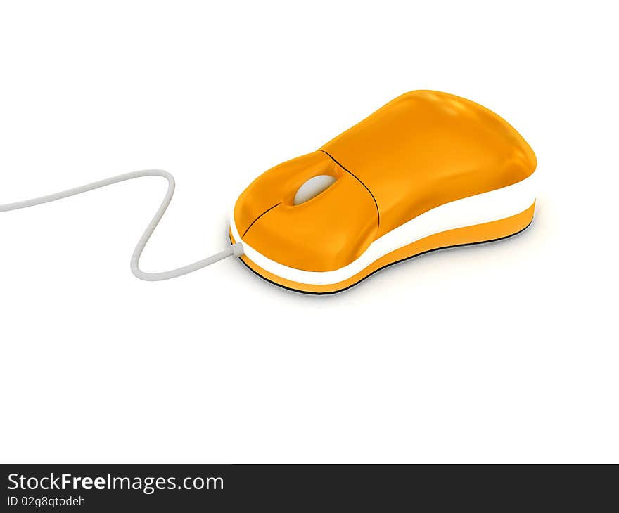 Computer mouse over white background. 3d render