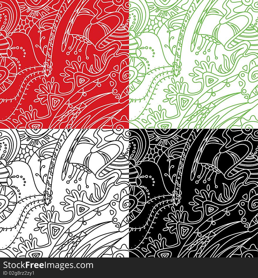 Set of  4 abstract seamless patterns