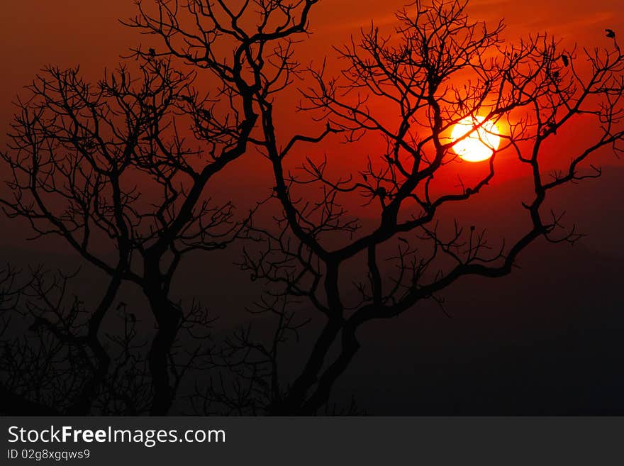 Sunset in mountains