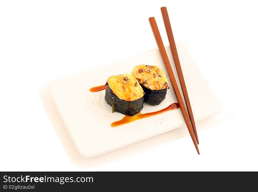 Susi japanese food on white background. Susi japanese food on white background