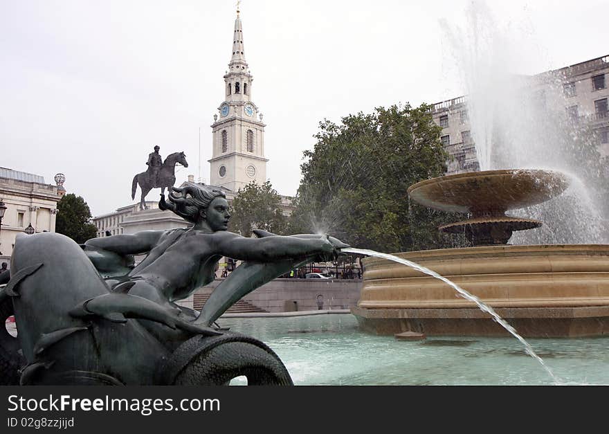 Waterfall at the Tragalgar square at London. Waterfall at the Tragalgar square at London