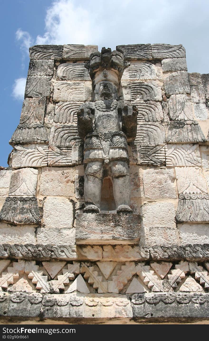 Warrior sculpture in yucatan, mexico