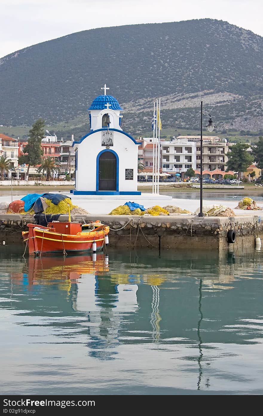 Little Church and Boat in the Port