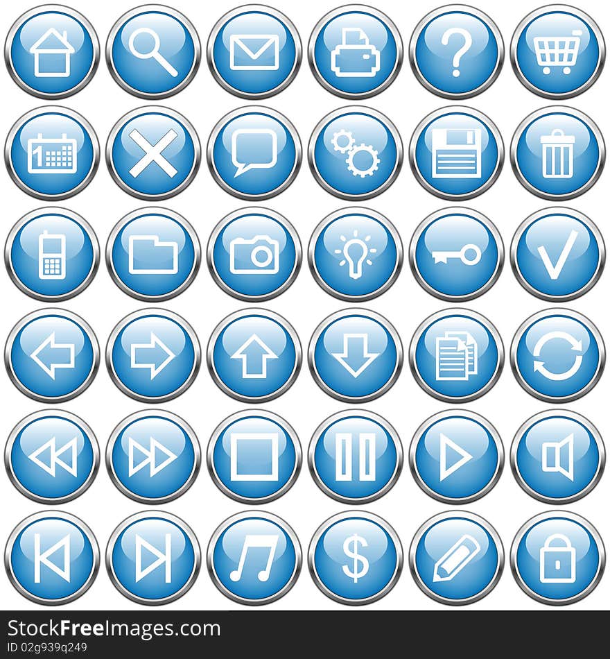 Dark blue buttons on white background. A illustration. Dark blue buttons on white background. A illustration.