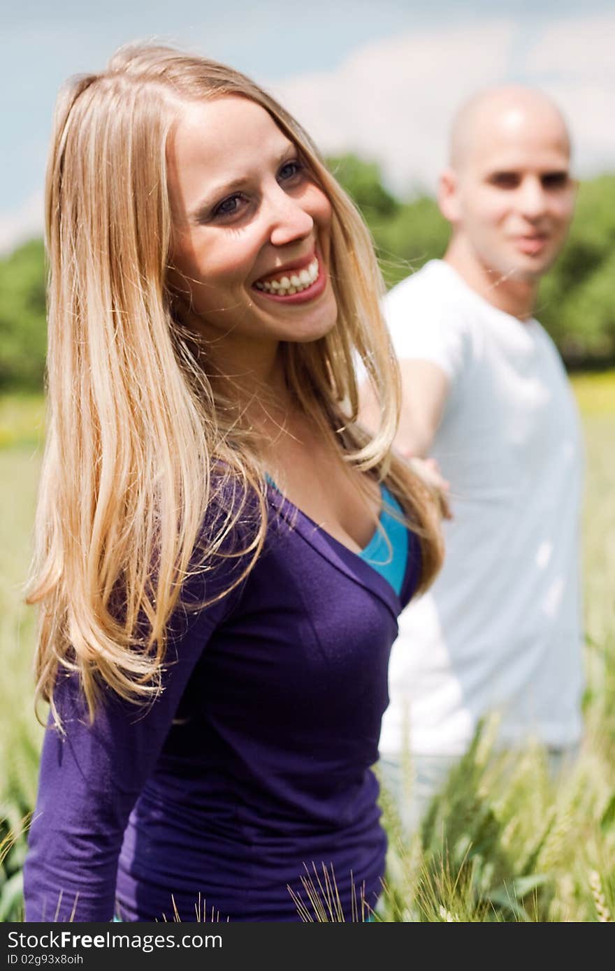 Happy woman with her boyfriend