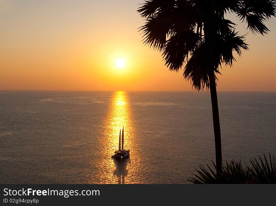 Beautiful red sunset at the sea