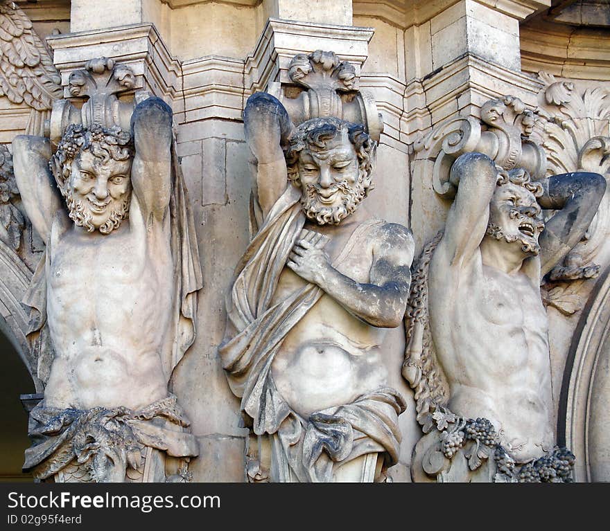 Fauns as atlants in Dresden