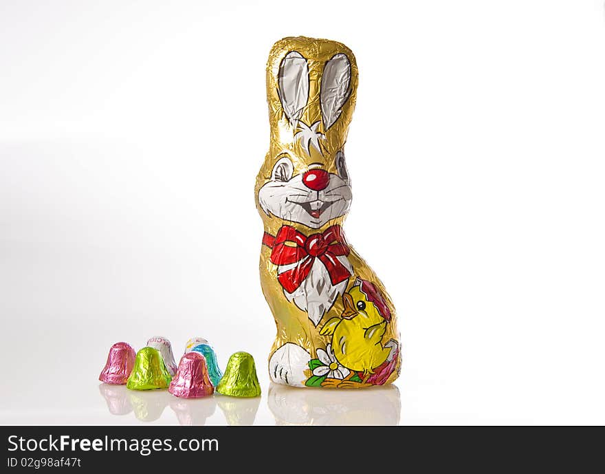 Chocolate bunny chocolate with a white background. Chocolate bunny chocolate with a white background